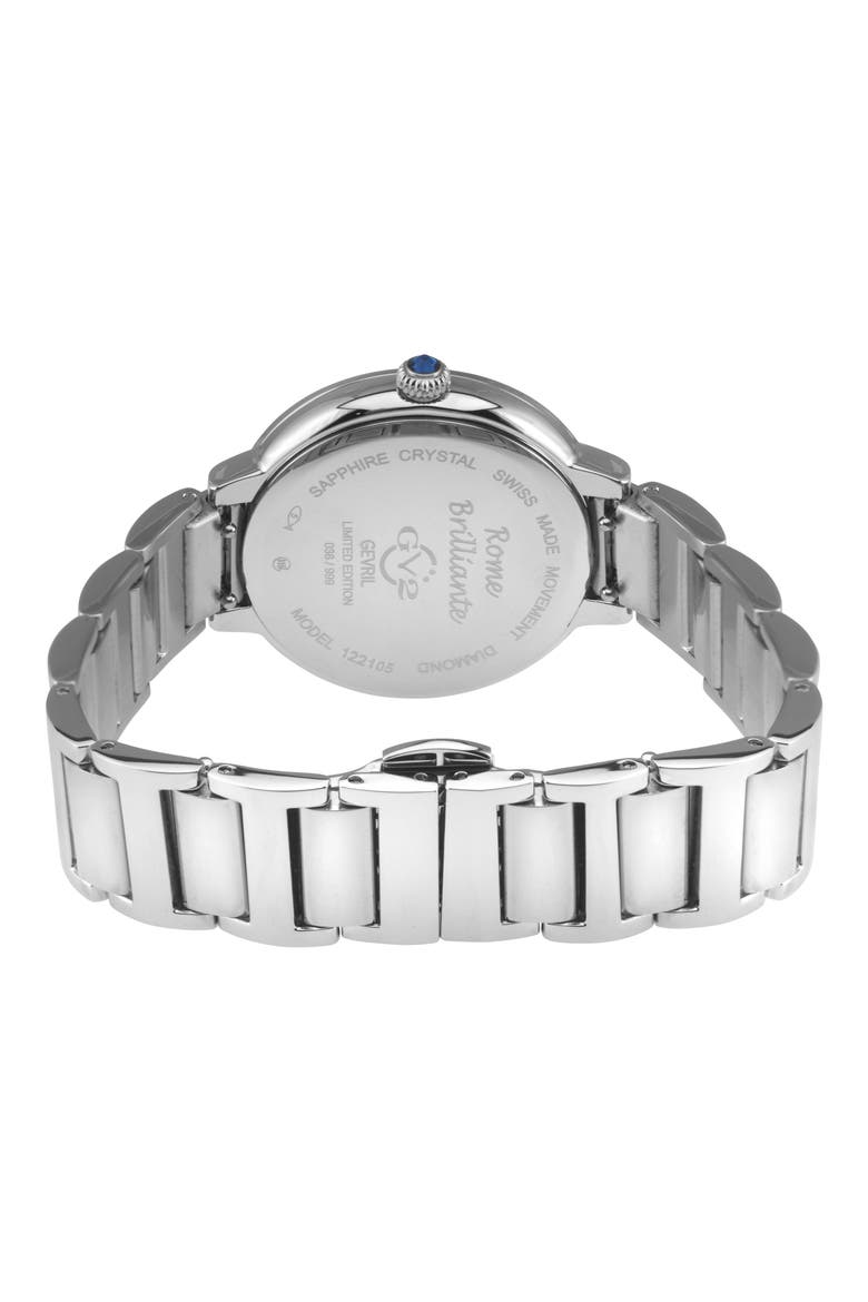 Rome Brillante Diamond Bracelet Watch, 36mm, Alternate, color, SILVER
