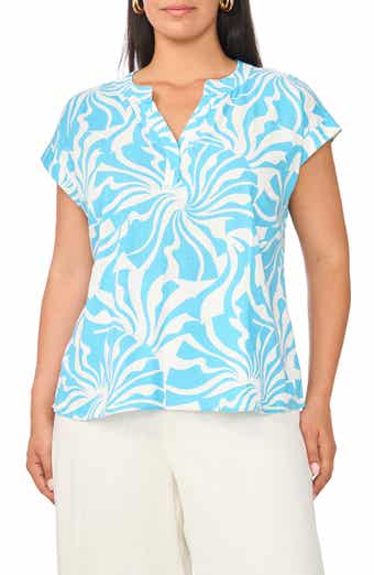 Split Neck Cap Sleeve Top