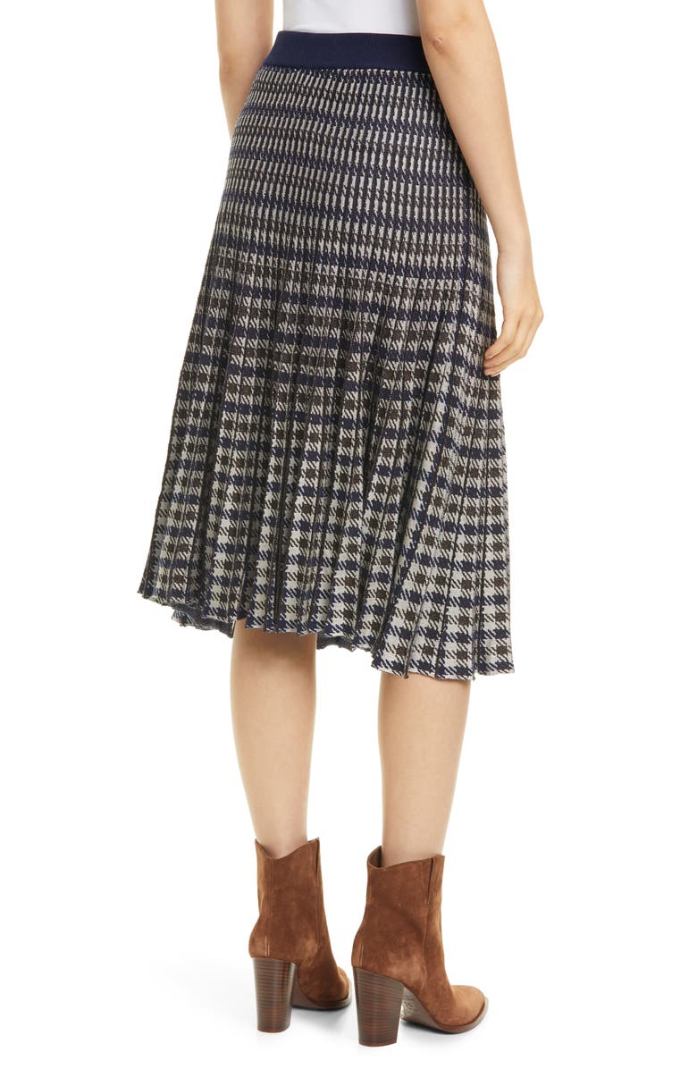 Baum und Pferdgarten Cyrilla Pleated Metallic Houndstooth Check Jacquard Skirt, Alternate, color, 