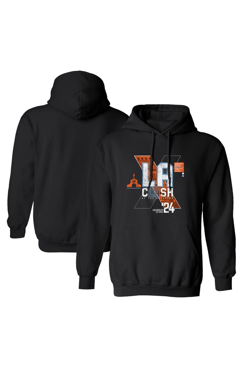 Men's Checkered Flag Sports  Heather Charcoal 2024 Clash at the Coliseum Graphic Pullover Hoodie, Main, color, Black