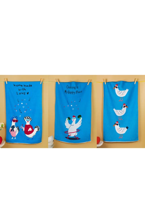 Tiramisu Set Of 3 The Happy Place Artisan Kitchen Tea Towel Set In Blue