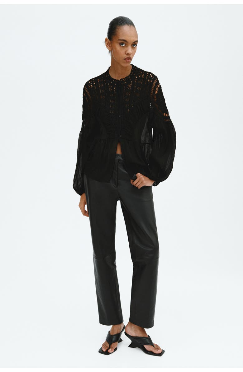 H&M Crochet-look Blouse, Alternate, color, Black