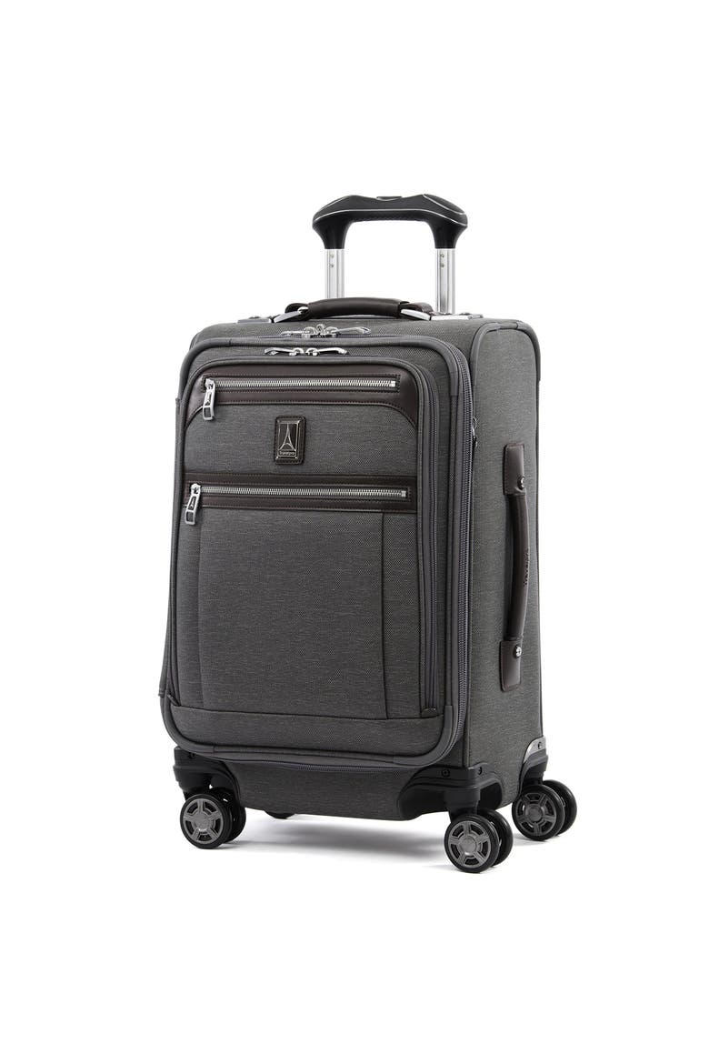 Platinum Elite Softside Expandable 20" Carry On Spinner Luggage, Fits up to 15" Laptop, Main, color, Vintage Grey