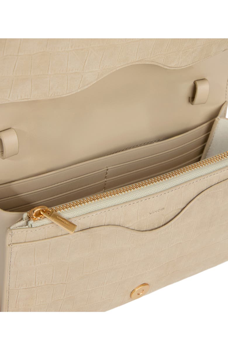 Vince Croc Embossed Nubuck Leather Wallet on a Strap, Alternate, color, Marzipan