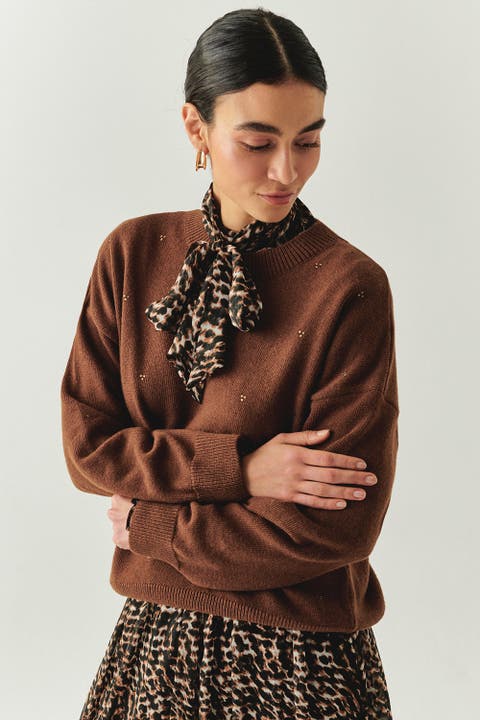 Emmeline Crew Neck Cotton Wool Blend Sweater