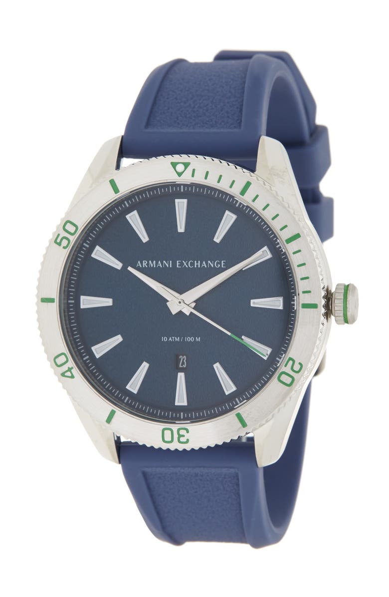 AX Armani Exchange A|X Armani Exchange Enzo Silicone Strap Watch, 46mm, Main, color, 