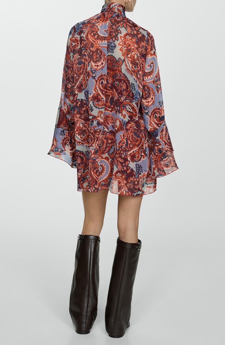 MANGO Paisley Long Sleeve Minidress, Alternate, color, 