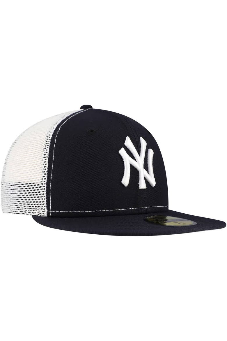 Men's New Era Navy New York Yankees Team Color 59FIFTY Trucker Fitted Hat, Alternate, color, Navy