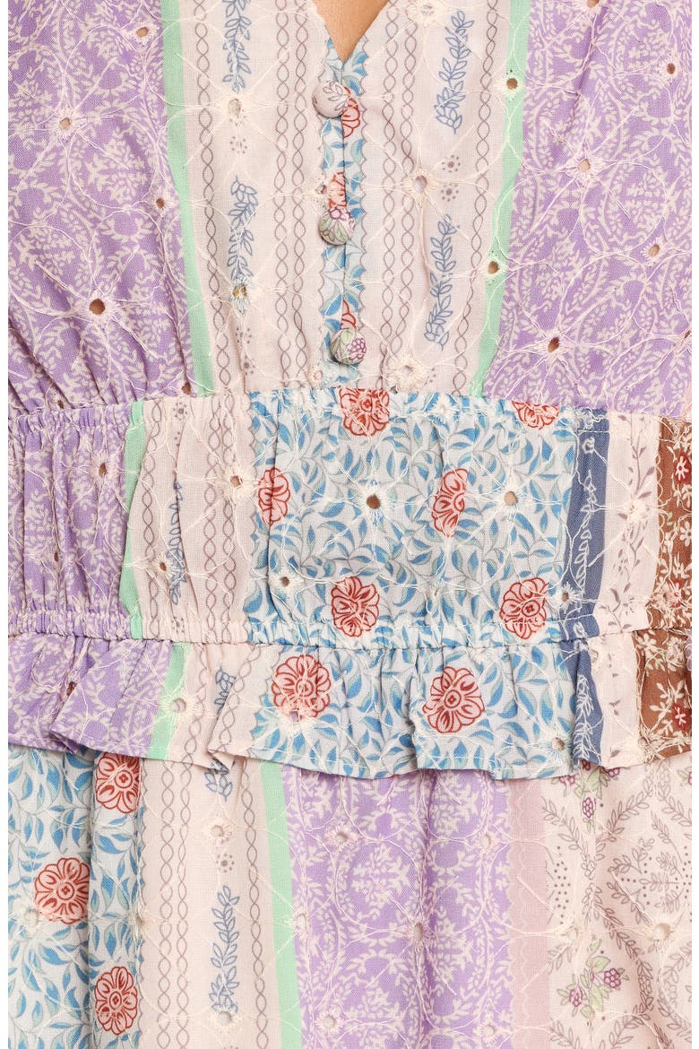Verona Patchwork Print Midi Dress, Alternate, color, BOTANIC MULTI