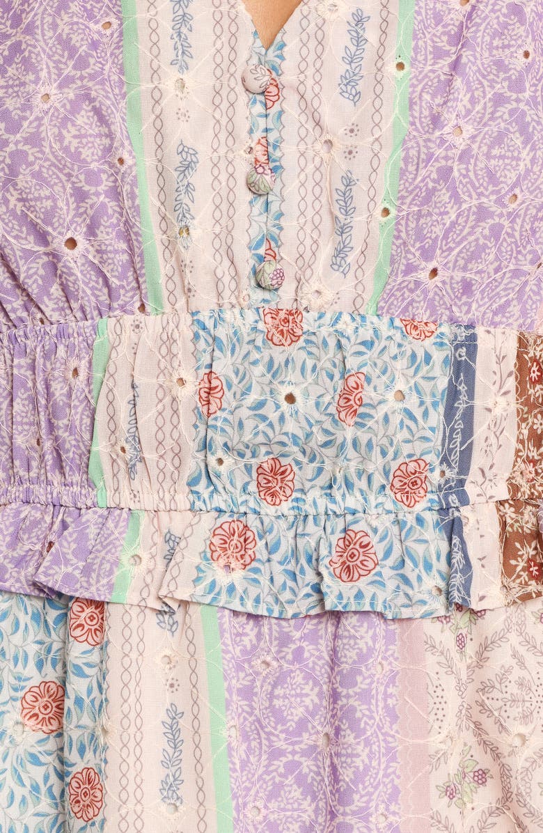 Petal & Pup Verona Patchwork Print Midi Dress, Alternate, color, Botanic Multi