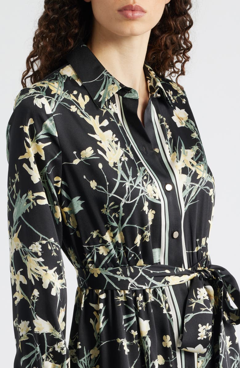 Anne Klein Floral Button-Up Shirtdress, Alternate, color, Anne Black Multi