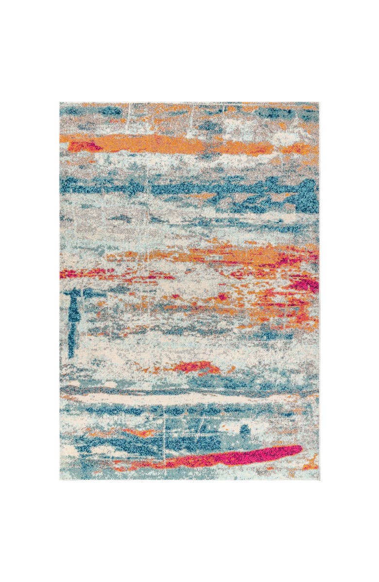 JONATHAN Y Contemporary POP Modern Abstract Brushstroke Area Rug, Main, color, Cream/Blue