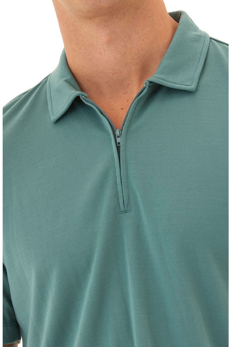 Erick Solid Peached Piqué Zip Polo, Alternate, color, WATERCRESS