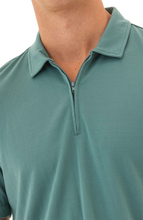 Threads 4 Thought Erick Solid Peached Piqué Zip Polo In Watercress