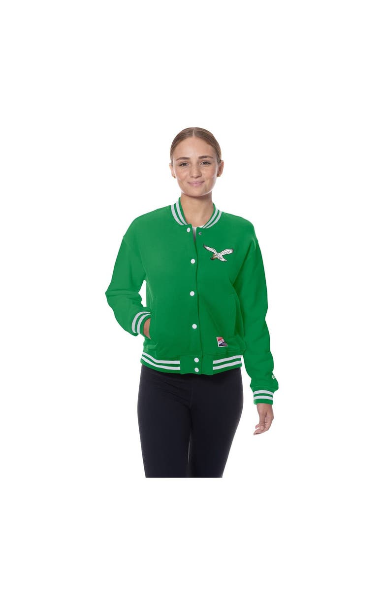 New Era Women's New Era  Kelly Green Philadelphia Eagles Throwback Fleece Full-Snap Jacket, Alternate, color, Kelly Green