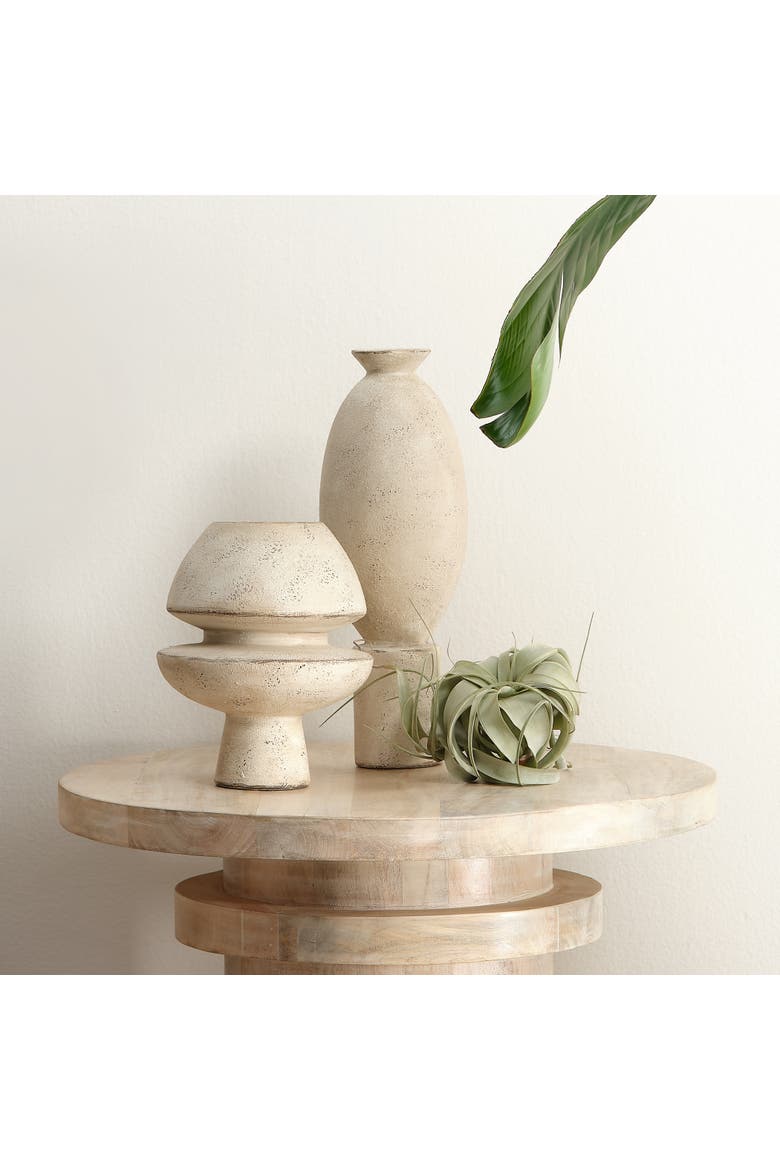 Elavated Ceramic Decorative Vase, Off White, Alternate, color, Cream
