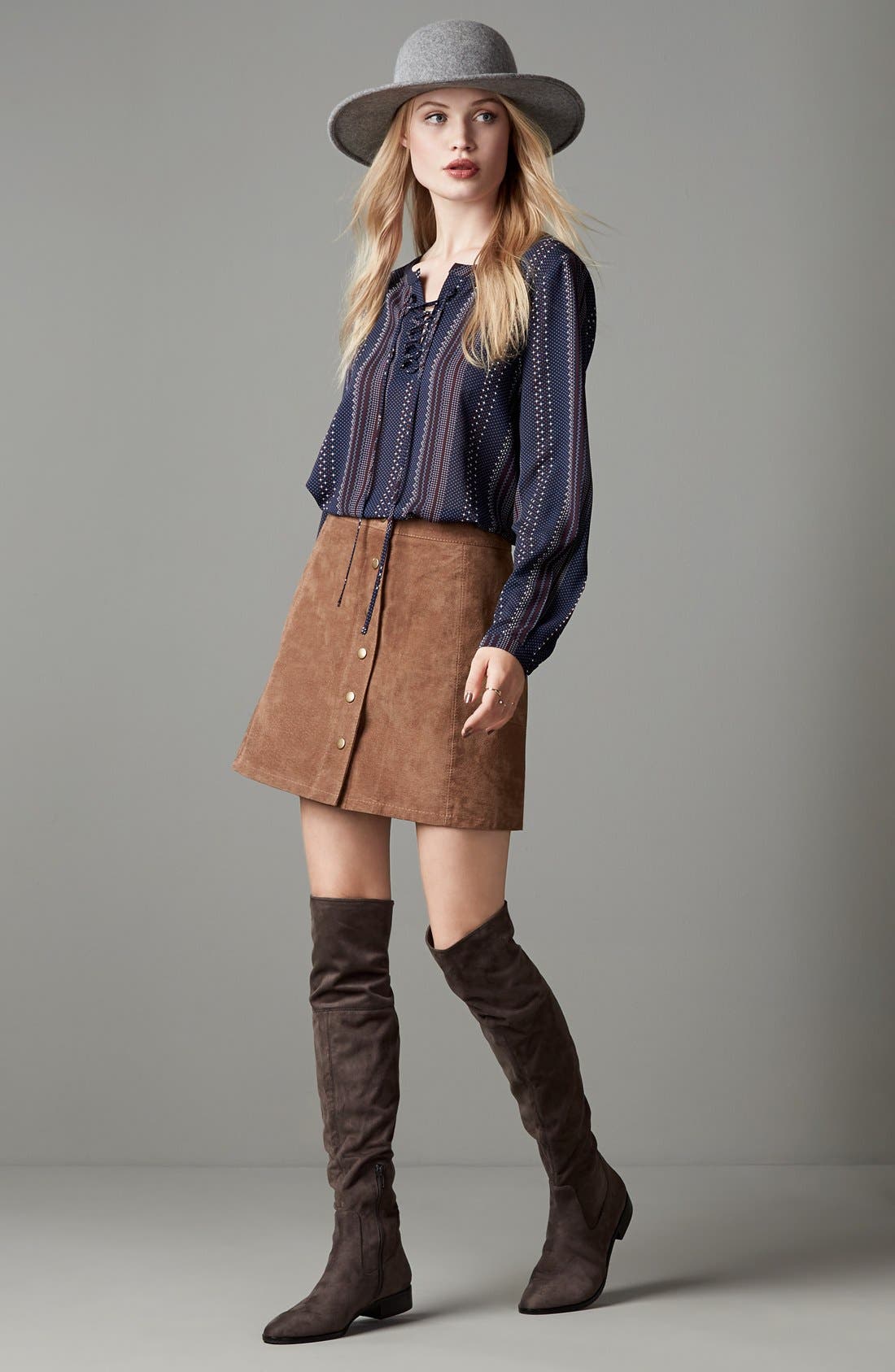 'Luci' Over the Knee Boot, Alternate, color, CHARCOAL FABRIC
