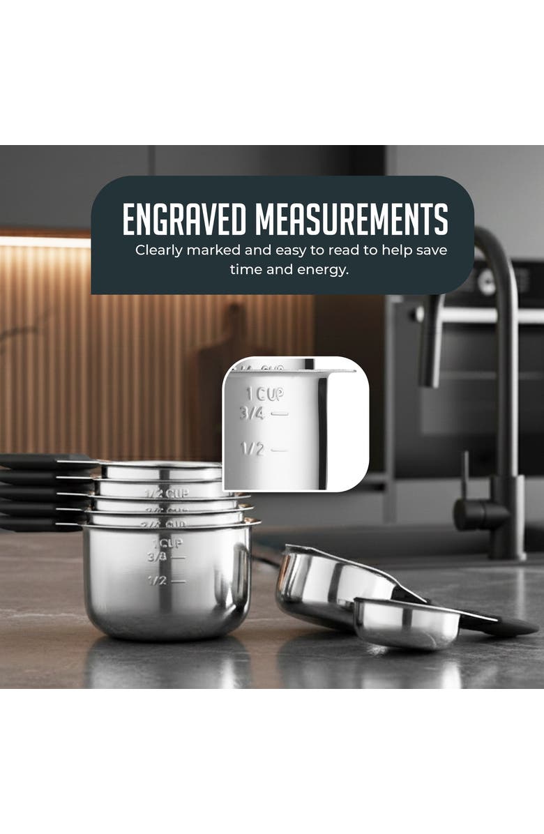 Luminuxe Magnetic Measuring Cups Stainless Steel Nesting Set, Alternate, color, Silver