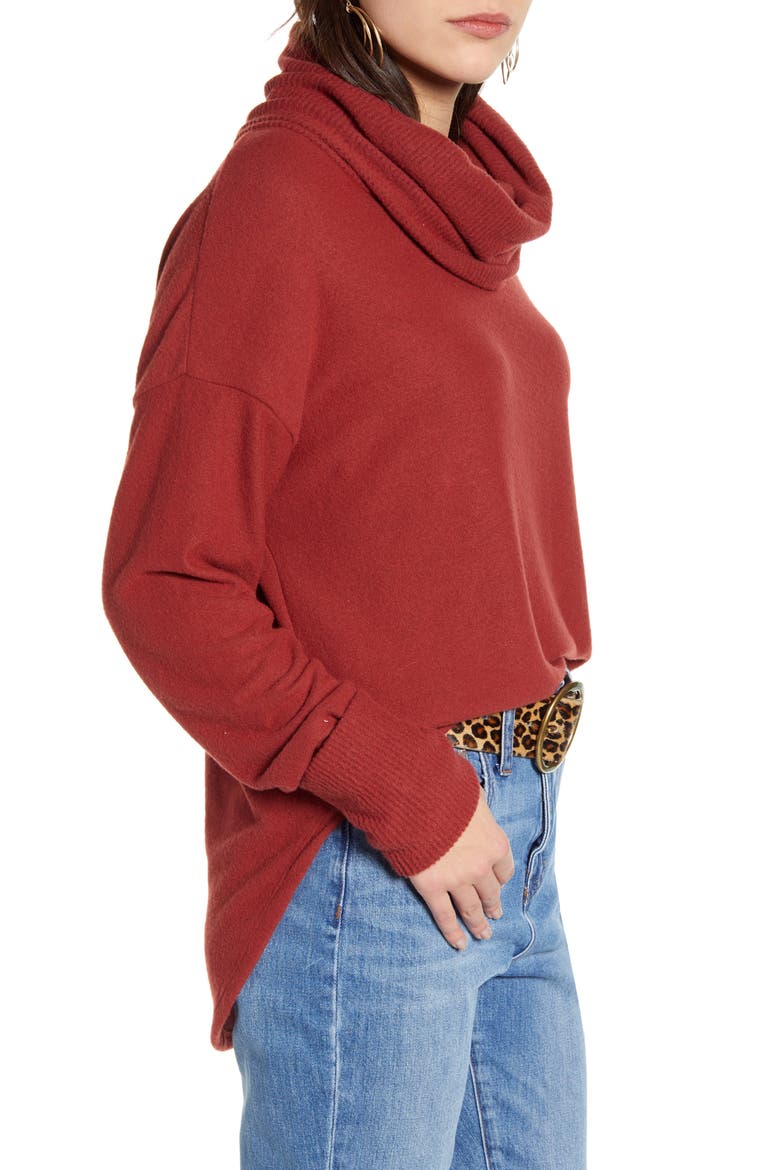 Cowl Neck Pullover, Alternate, color, BURGUNDY RUSSET
