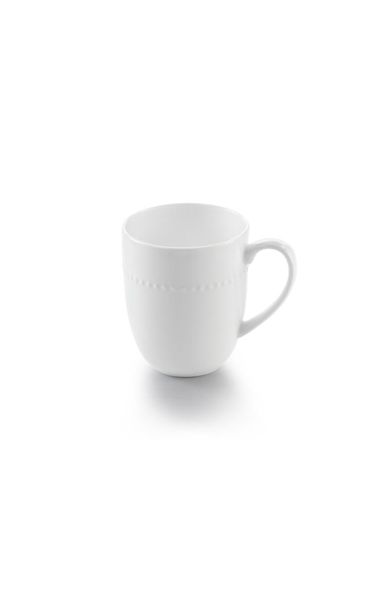 Gibson Elite 16 Piece Embossed Bone China Dinnerware Set, Alternate, color, White