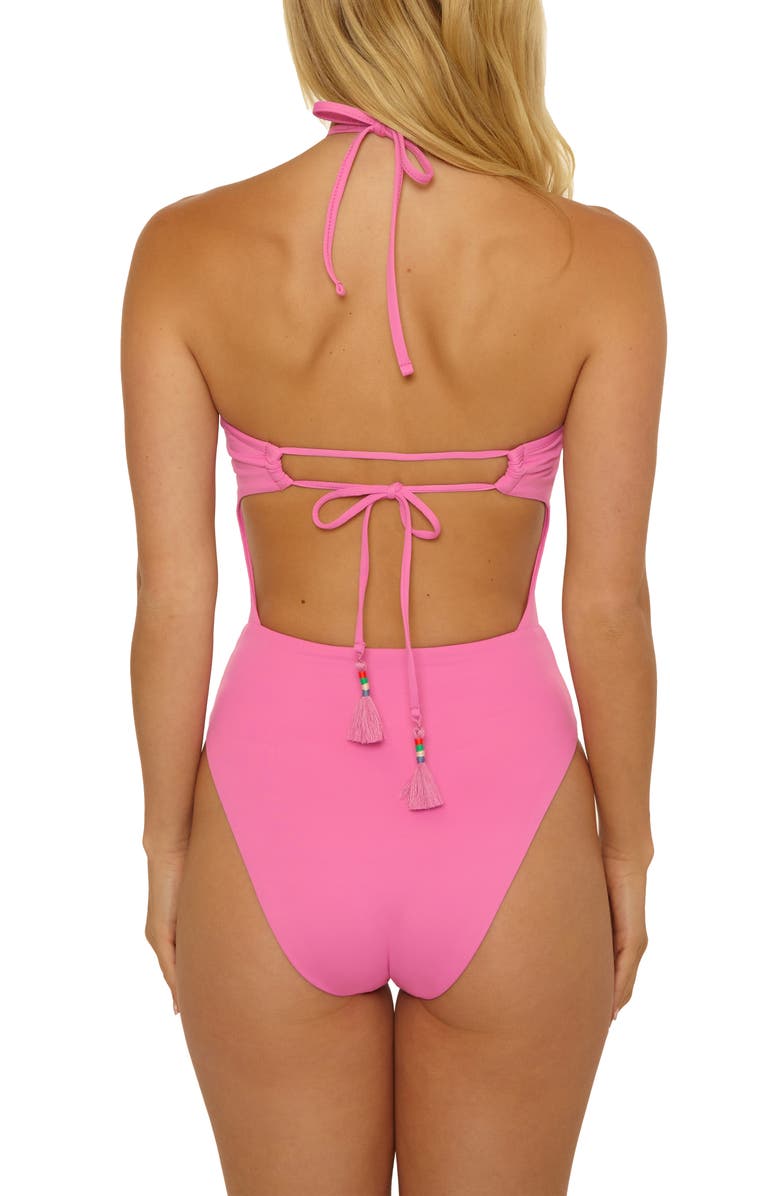 Isabella Rose Granny Squares Halter One-Piece Swimsuit, Alternate, color, Pinkie