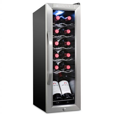 12 Bottle Compressor Wine Refrigerator, Freestanding Wine Cooler with Lock