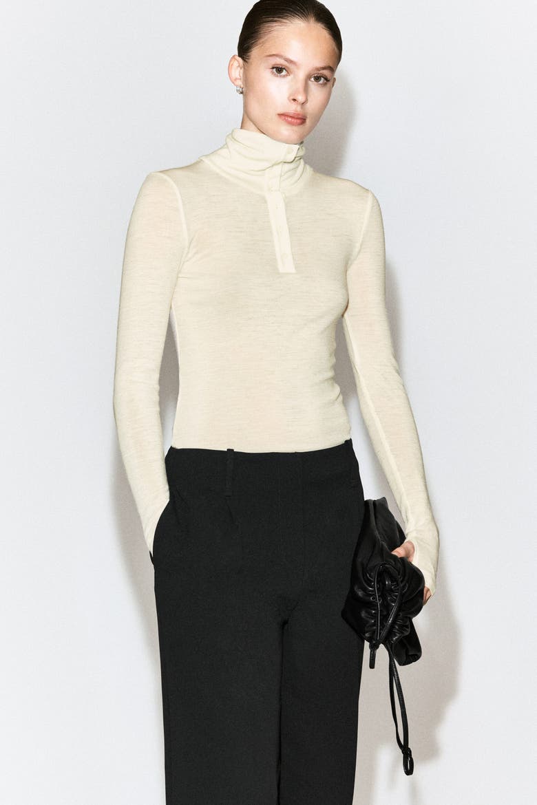 Pleated Crepe Straight-Leg Pants, Alternate, color, BLACK