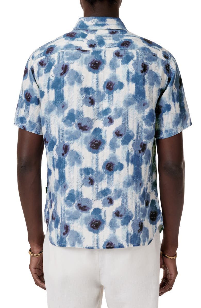 John Varvatos Sean Short Sleeve Button-Up Shirt, Alternate, color, Fountain Heather