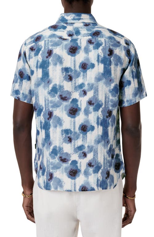 John Varvatos Sean Short Sleeve Button-up Shirt In Fountain Heather