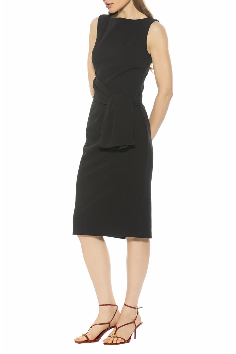 Tie Detail Sleeveless Sheath Dress, Alternate, color, BLACK