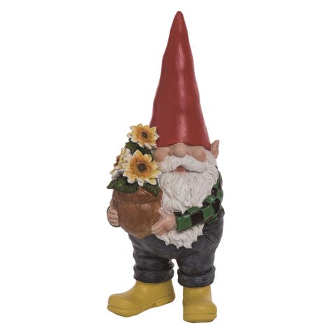 12 Inch Multicolor Spring Garden Gnome Figurine Decorative Polyresin Spring Decor