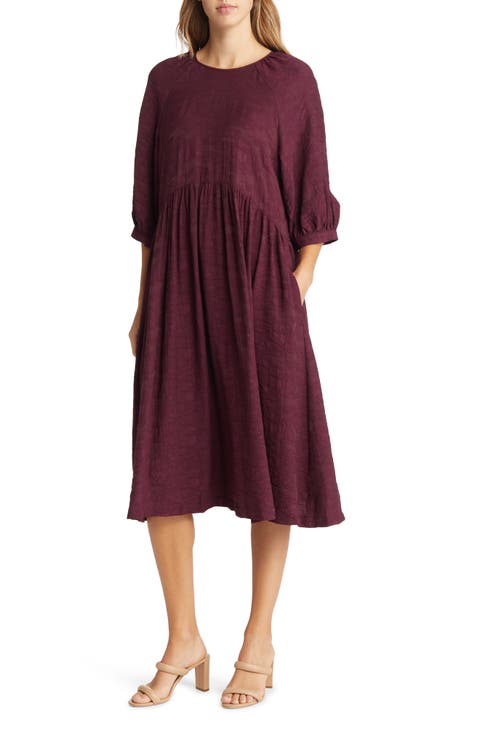 Elbow Sleeve Midi Dress