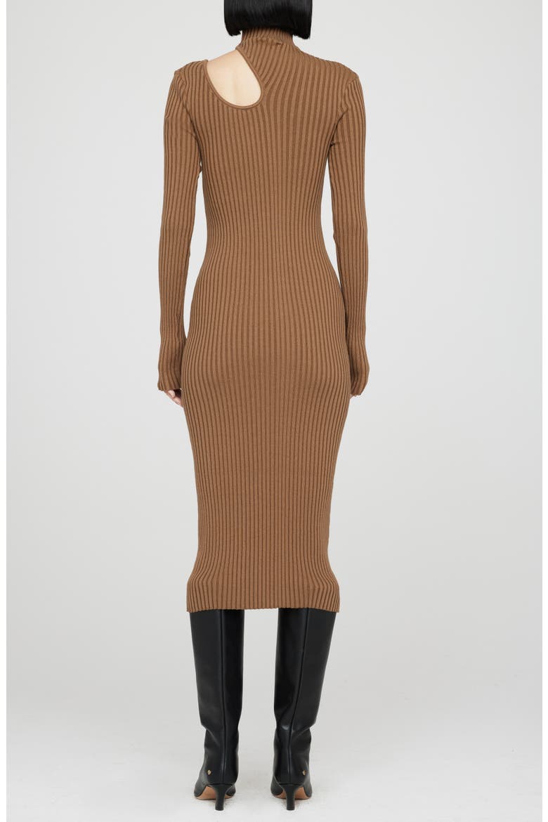 Victoria Cutout Ribbed Midi Dress, Alternate, color, CAMEL