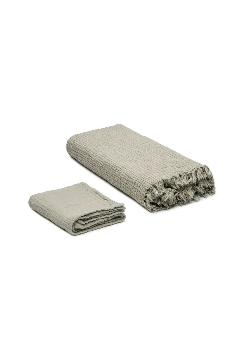 Soho Supersoft 4-Layer Cotton Gauze Bath and Hand Towel - Set, Alternate, color, Sage Green