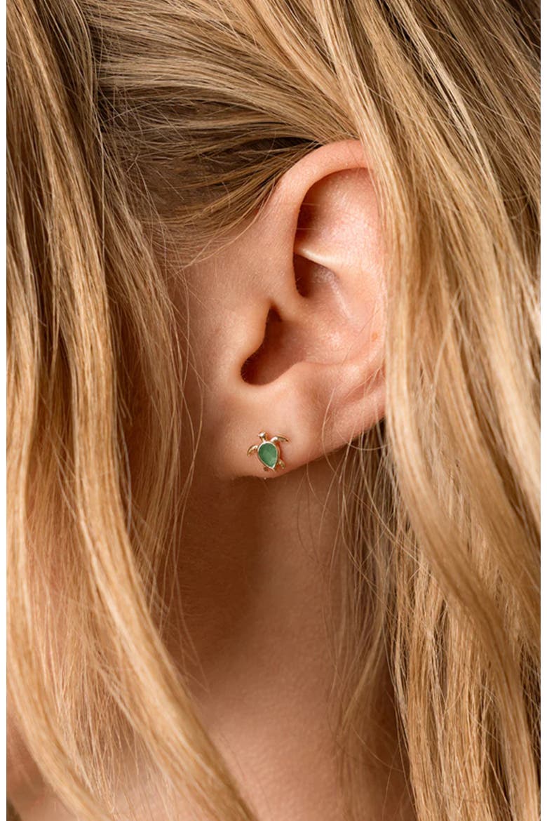 Turtle Stud Earrings, Alternate, color, Gold Vermeil