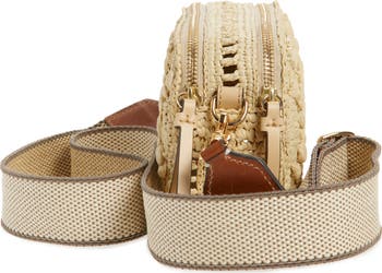 Tory Burch Mini Miller T Monogram Raffia Crossbody Bag
