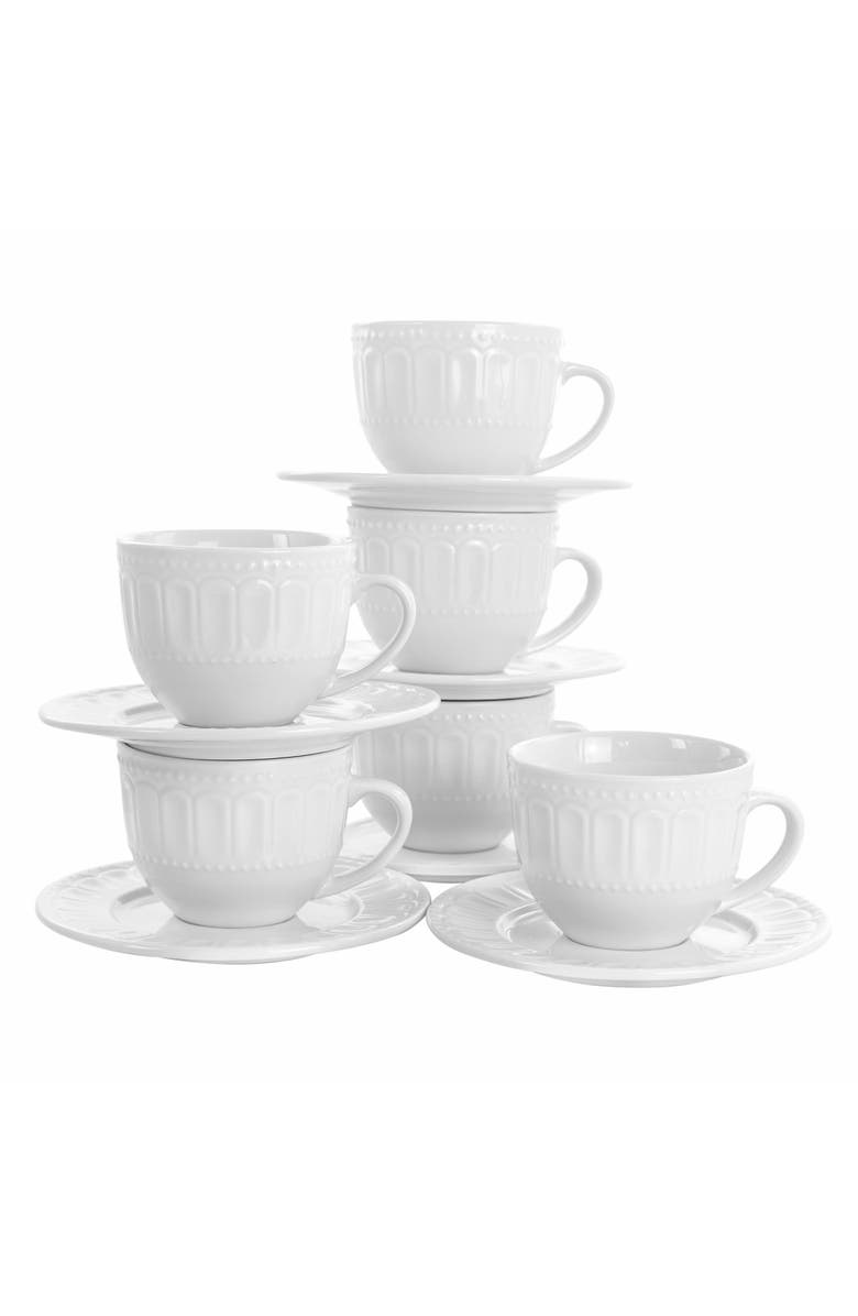 Elama Charlotte 6 Piece Mug Set, Main, color, White