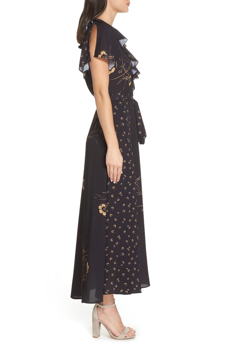 Mahi Faux Wrap Maxi Dress, Alternate, color, UTILITY BLUE/ GOLD