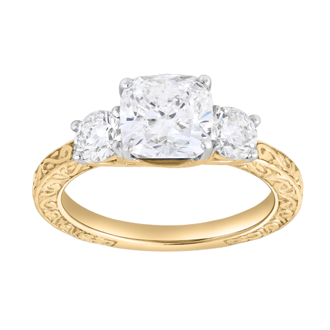 Zarelle 14K Gold 2.65 Ct Cushion Lab Grown Diamond Engagement Ring