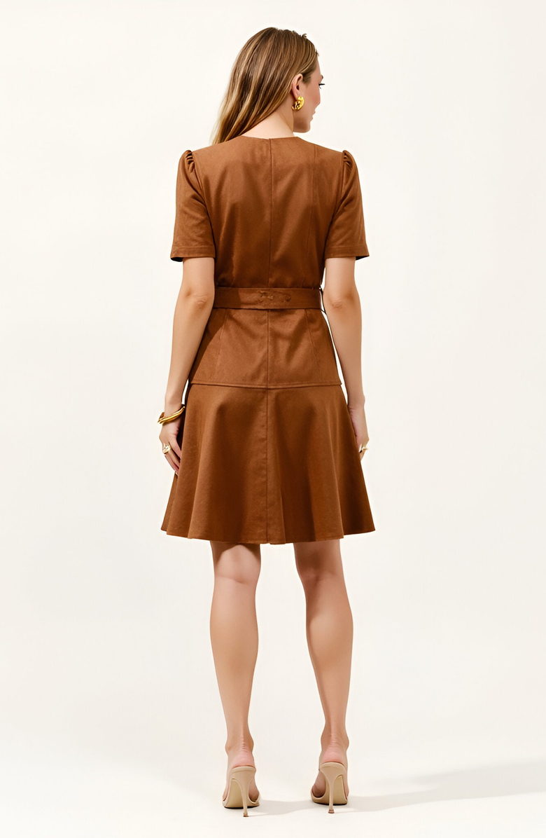 Modenaire Short Sleeve Mini Dress with Belted Waist and Utility Pockets, Alternate, color, 