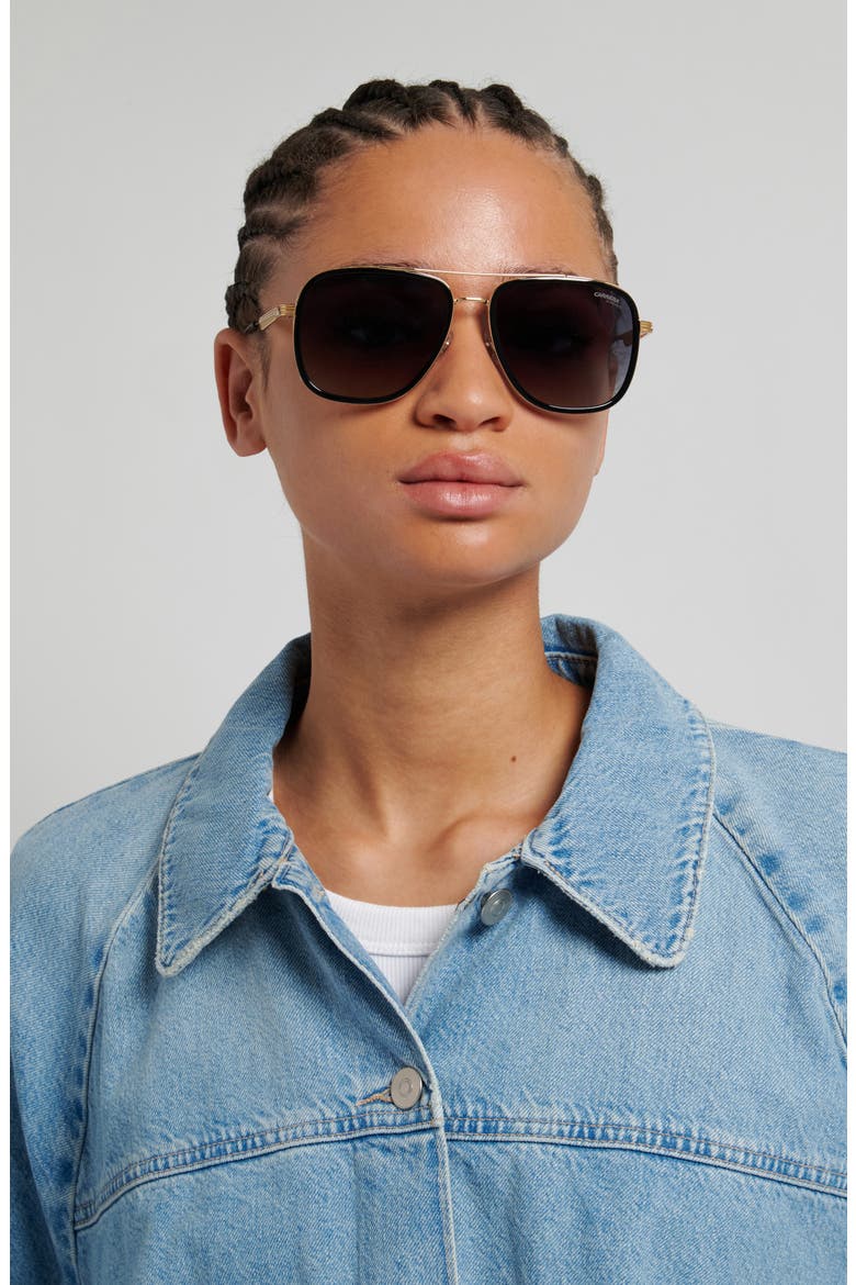 58mm Gradient Pilot Sunglasses, Alternate, color, BLACK/ DARK GREY SF