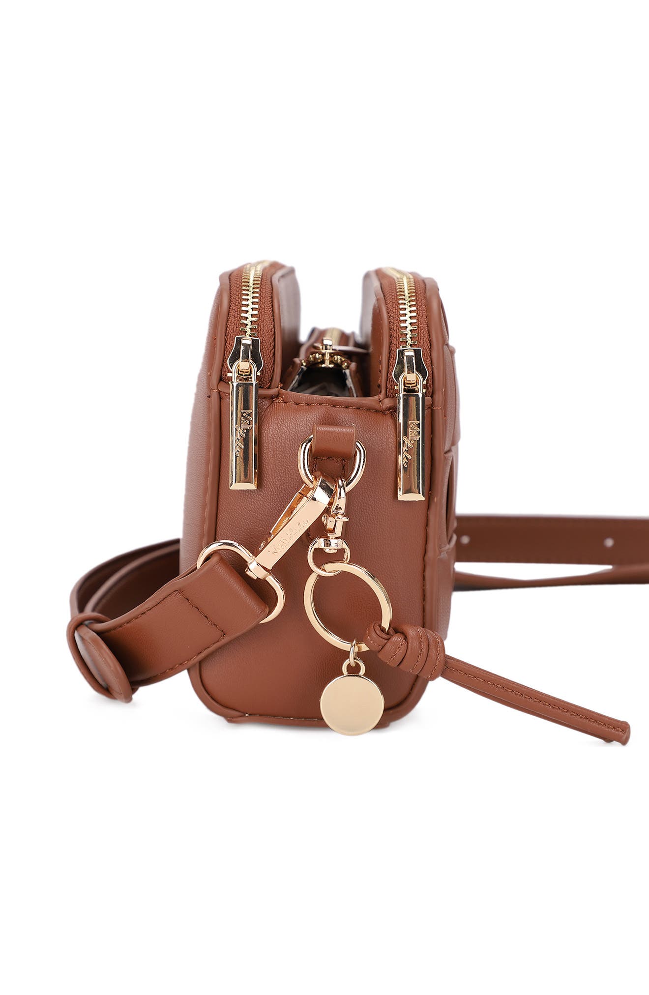 Nora Woven Faux Leather Crossbody Bag, Alternate, color, WARM BROWN