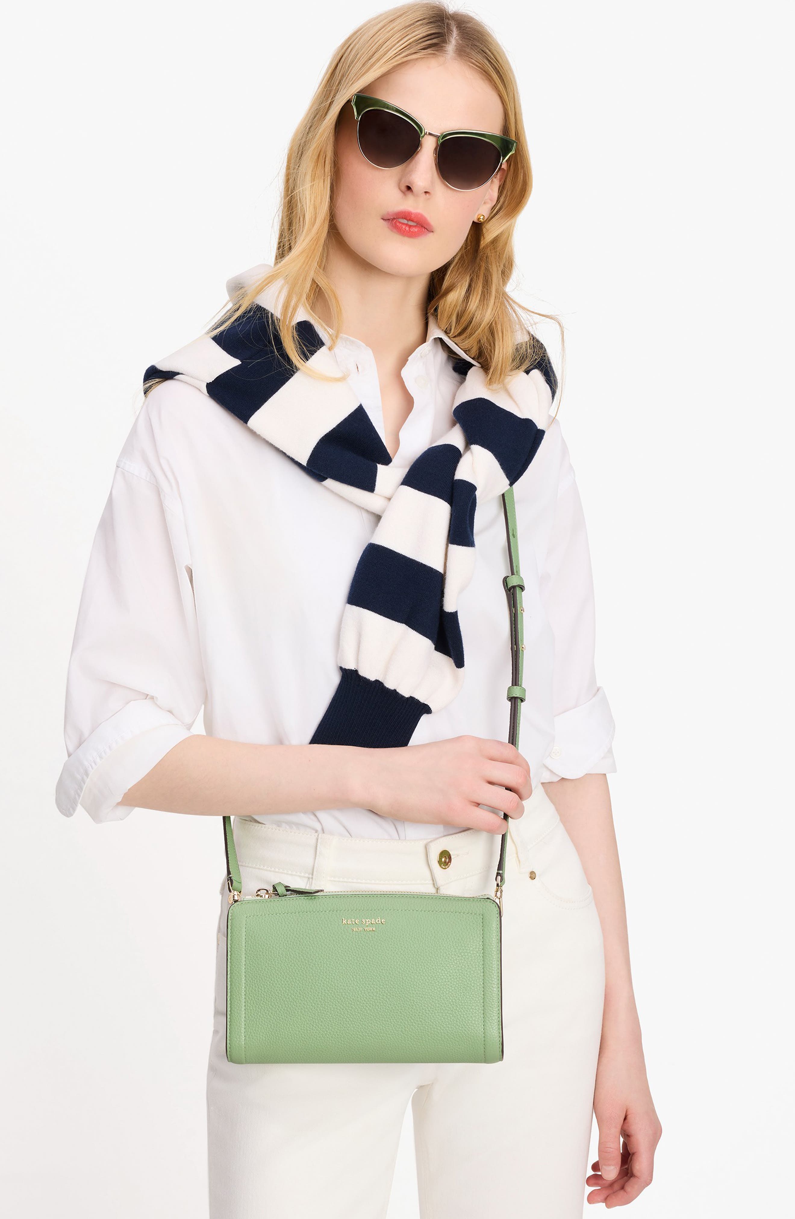 knott small leather crossbody bag, Alternate, color, BEACH GLASS