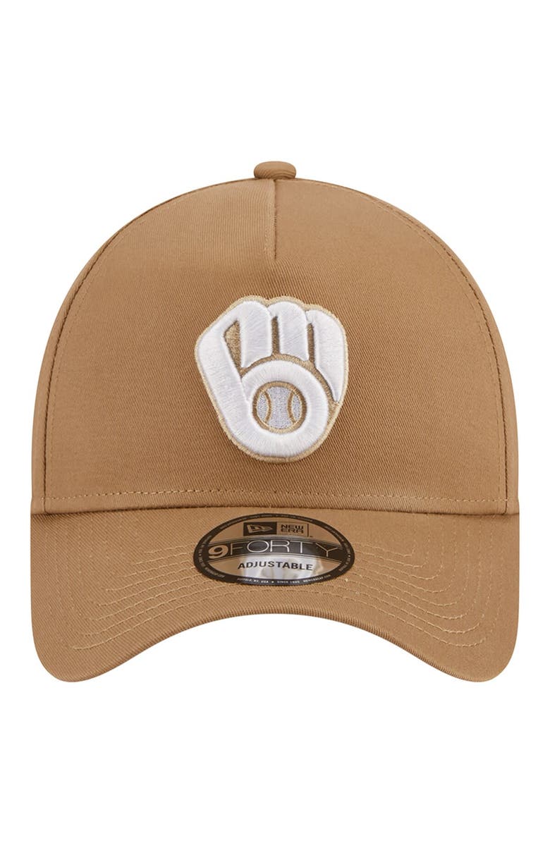 New Era Men's New Era Khaki Milwaukee Brewers A-Frame 9FORTY Adjustable Hat, Alternate, color, Khaki
