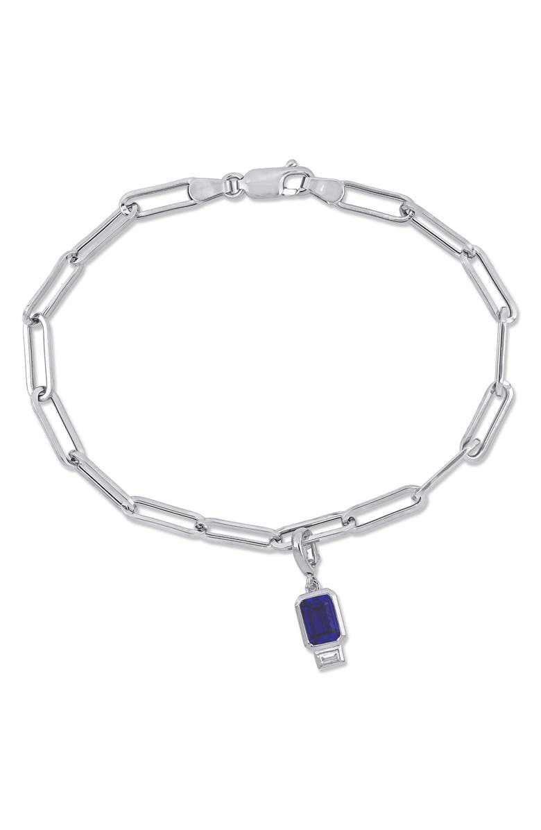DELMAR Lab Created Blue Sapphire & Lab Created White Sapphire Chain Bracelet, Main, color,