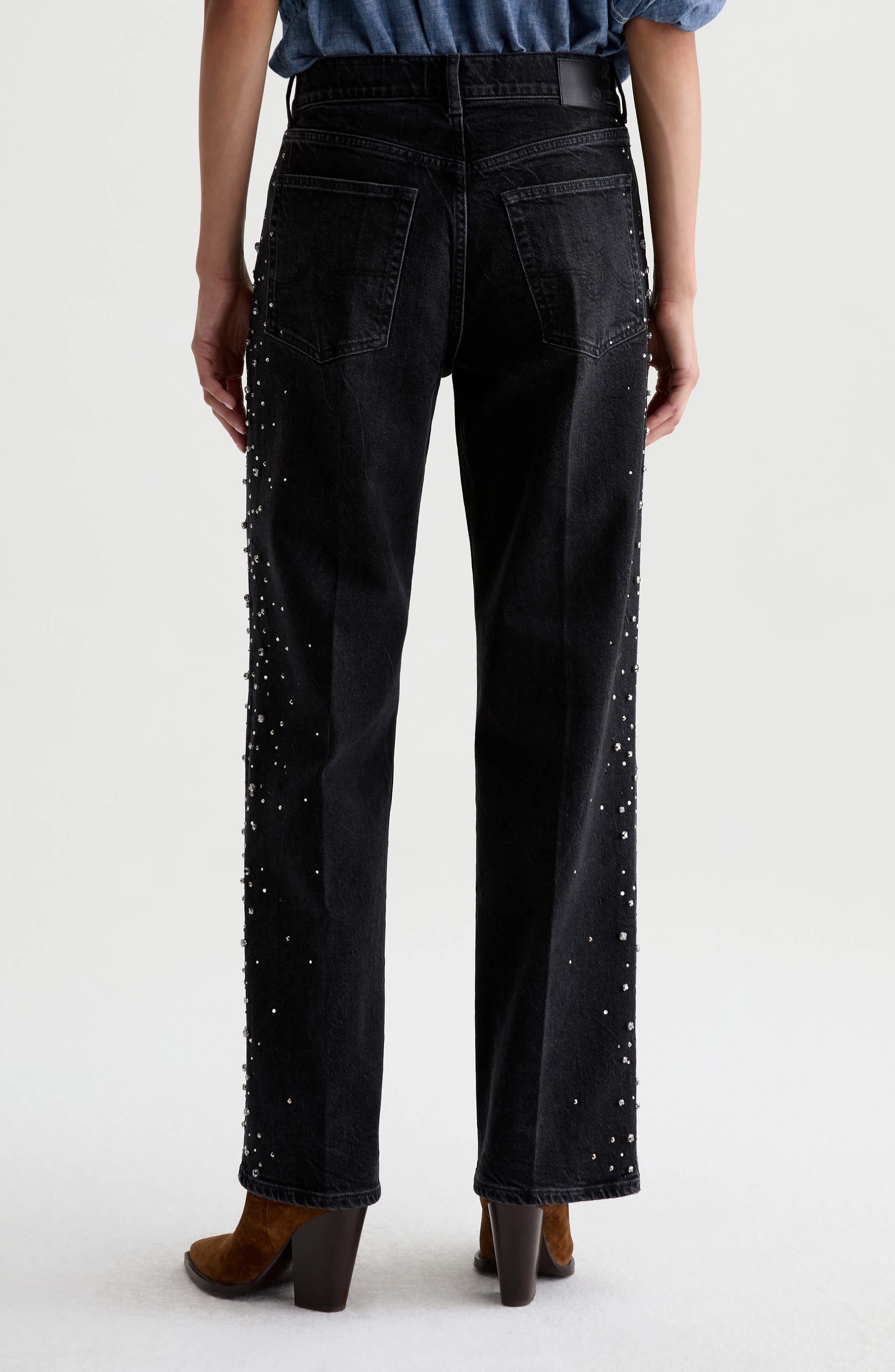 AG Billie Embellished Straight Leg Jeans (Women) | Nordstrom