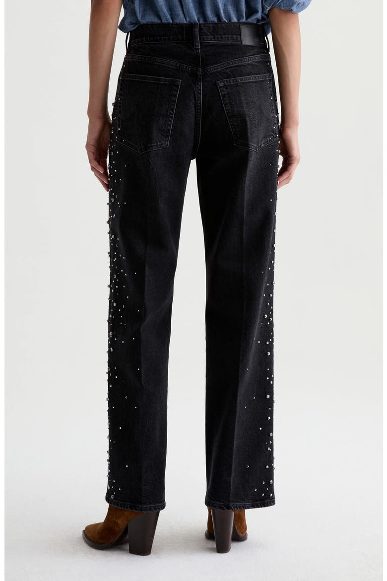 Billie Embellished Straight Leg Jeans, Alternate, color, BLACK TIE