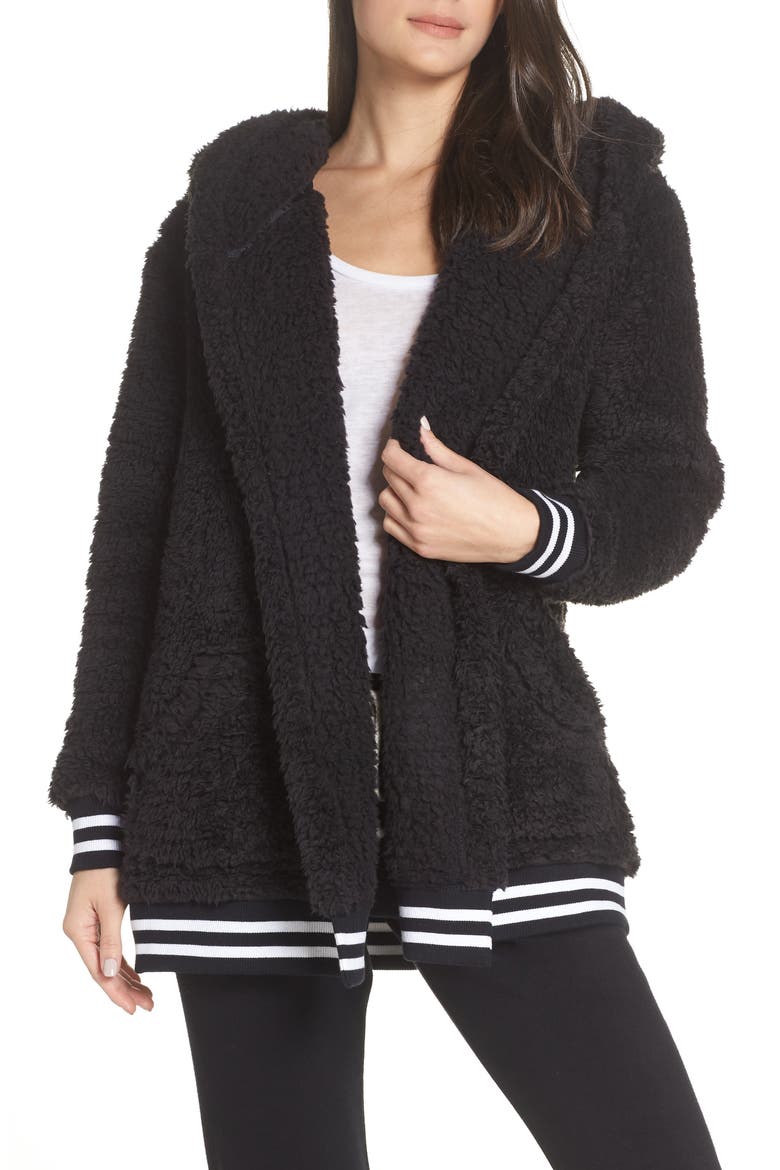 Oh So Cozy Open Hoodie, Main, color, BLACK