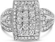 Haus of Brilliance 10K Gold 1.0 Ctw Diamond Cluster Halo Flared Band Cocktail Ring