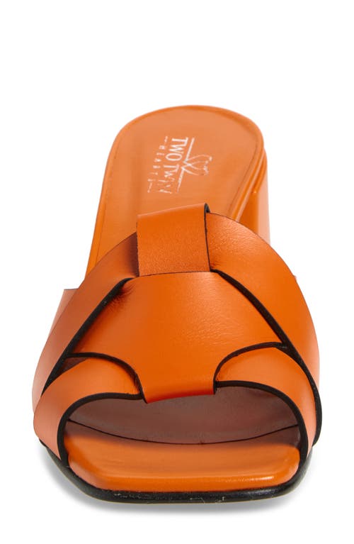 2 Twin Hearts Cross Band Block Heel Sandal In Orange